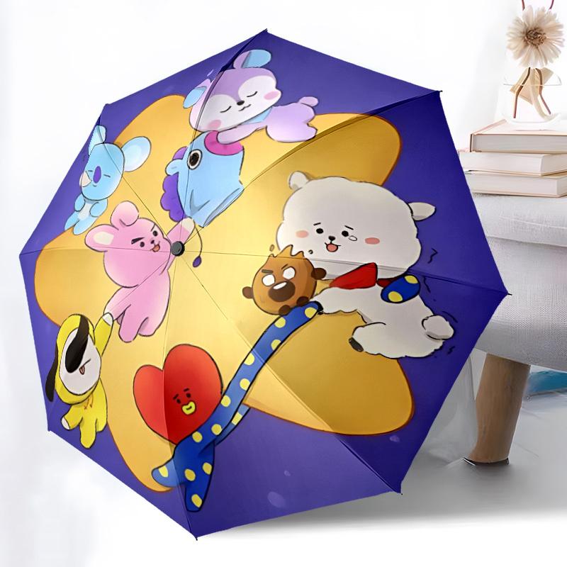 1 шт. Автоматический зонт BT21 с персонажами, прочный каркас на 8 спицах, легкий портативный зонт, для поездок на работу, в командировку - Идеальный подарок для друга, Вибра