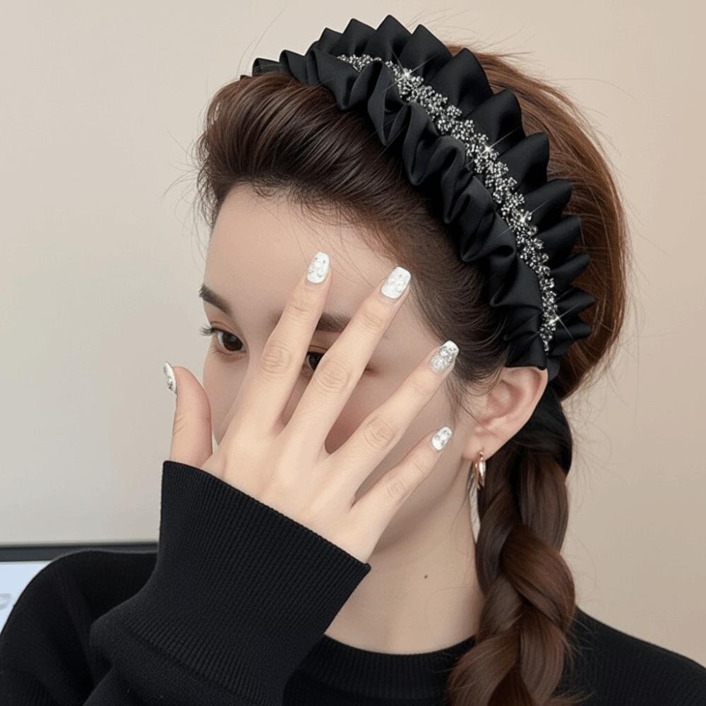 Cloth Women Hair Hoop Wide Wrinkle Headband Fashion Black Hairband Women