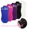 Kids Girls Sleeveless Turtle Neck Lace Back Ballet Dance Gymnastics Leotard Jumpsuit