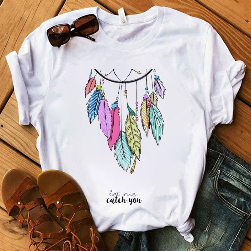 Women&Amp;#39;S T-Shirt Dream Catcher Graphic Print Top Female Tee Shirts Crew Neck Summer Casual Wear Kawaii Harajuku Oversized Tshirt