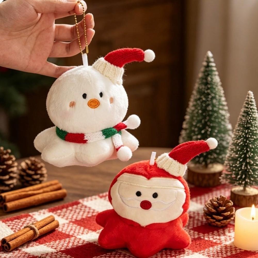Shape Plush Doll Soft Touch Christmas Doll Ornament Gifts Plush Hanging Ornament Embroidered Face