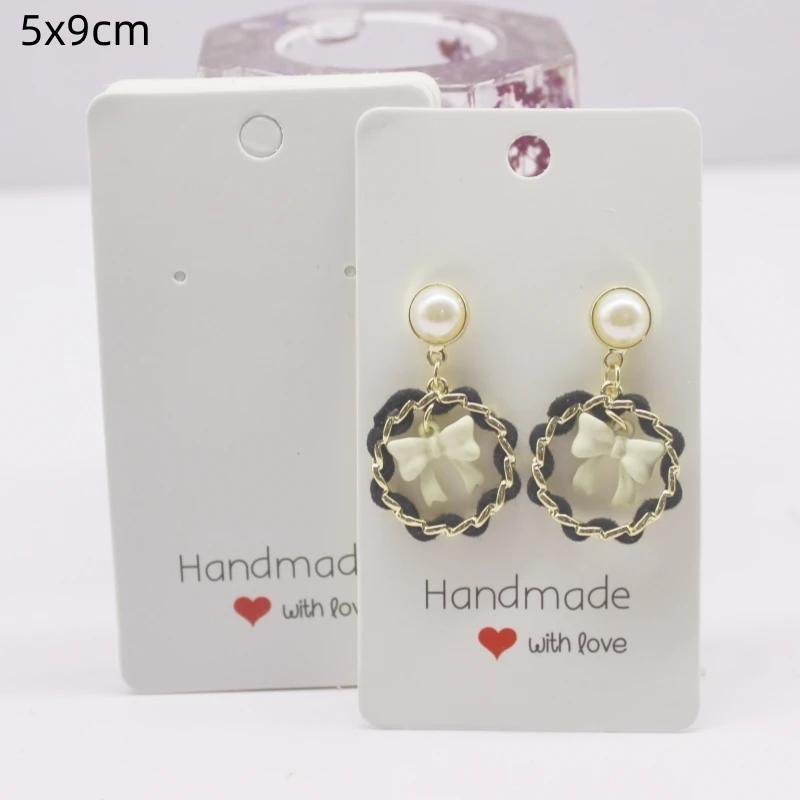 50 шт. белая/крафт-бумага серии HANDMADE многоразмерные открытки, серьги, ожерелья, открытки для украшений