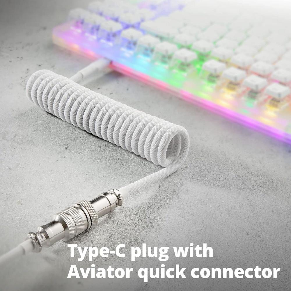 USB C Спиральный Игровой Кабель для Клавиатуры Металлический Авиаторский Провод