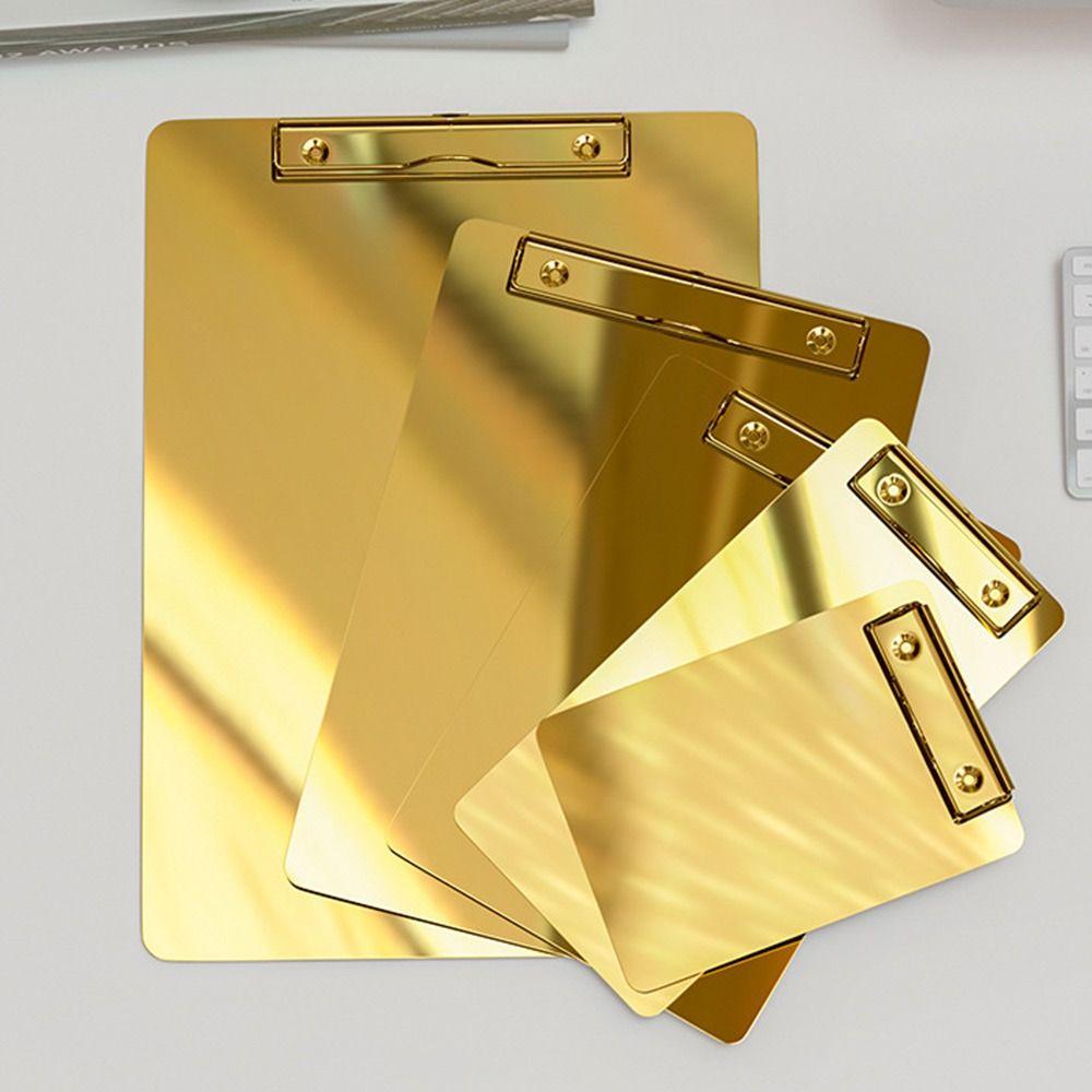 Stainless Steel A4/A5 File Folder Gold/Silver Writing Clipboard Menu Ticket Holder Business