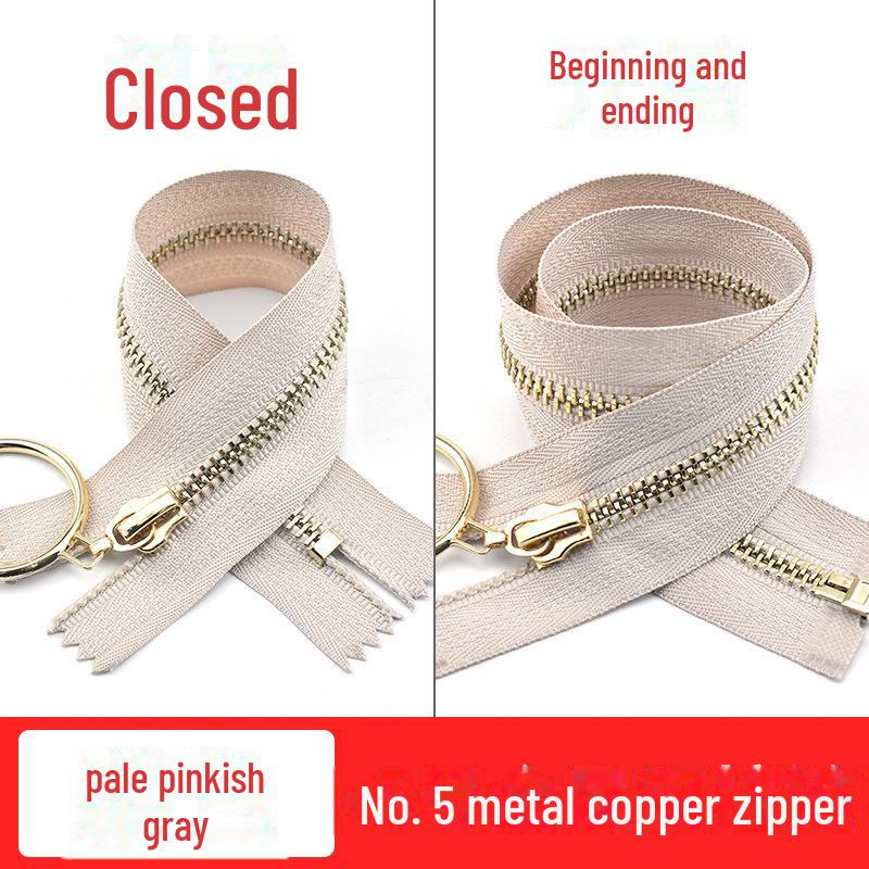 Металлическая молния 20-40 см с большим кольцом-пулером, размер 5, светло-золотые зубцы для сумок, кожаных юбок