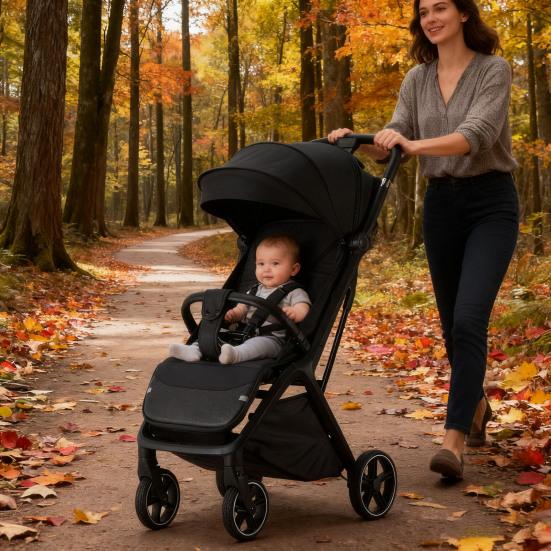 Yousheng Складная детская коляска Портативное сиденье с высоким обзором с корзиной для хранения, подстаканником, крючком, солнцезащитным козырьком, колесами с амортизацией, прогулочная коляска для младенца