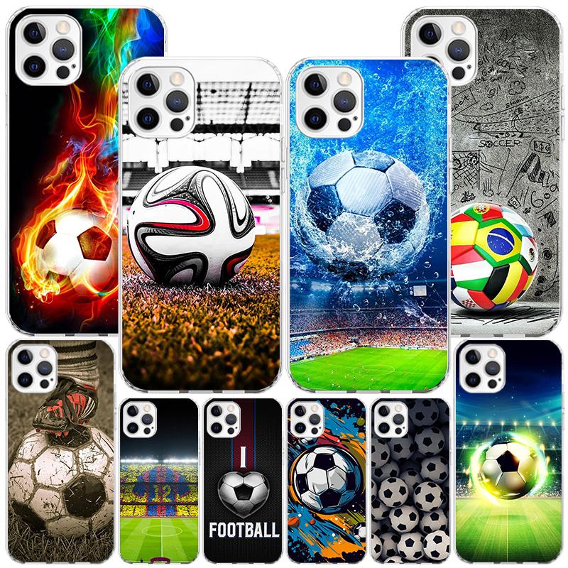 Чехол для телефона с дизайном футбольного мяча для iPhone 17 Air 16 Pro Max 16E 15 + 14 Plus 11 12 13 Mini 7 8 SE Подарок Печатная крышка Funda