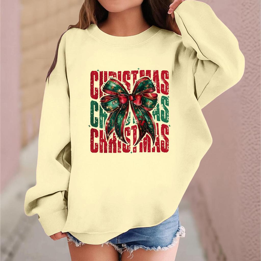 Children's Fashionable Casual Long-sleeved Loose Christmas Print Pullover Sweatshirt