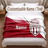 Monaco FC Printed Flannel Blanket Custom Name Text Soft Warm Throw For Bedroom Holiday Gift