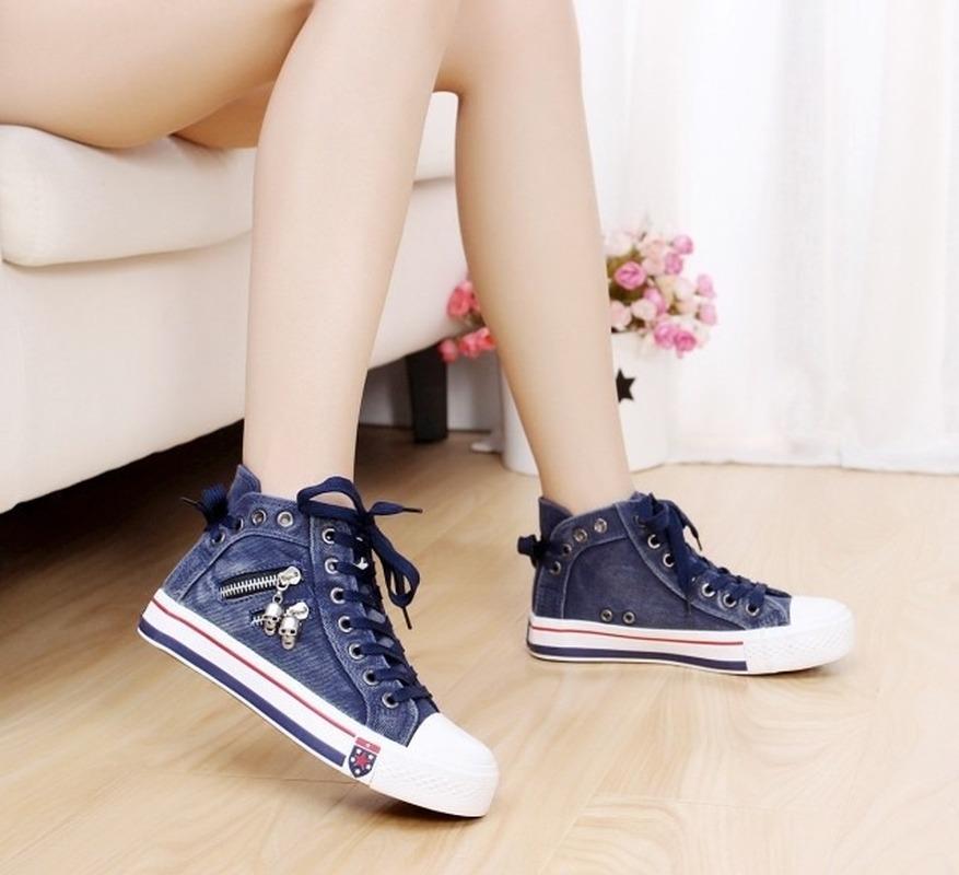 Женские парусиновые туфли Женские модные повседневные кроссовки Студенческие повседневные туфли Высокие женские вулканизированные туфли Весна Осень