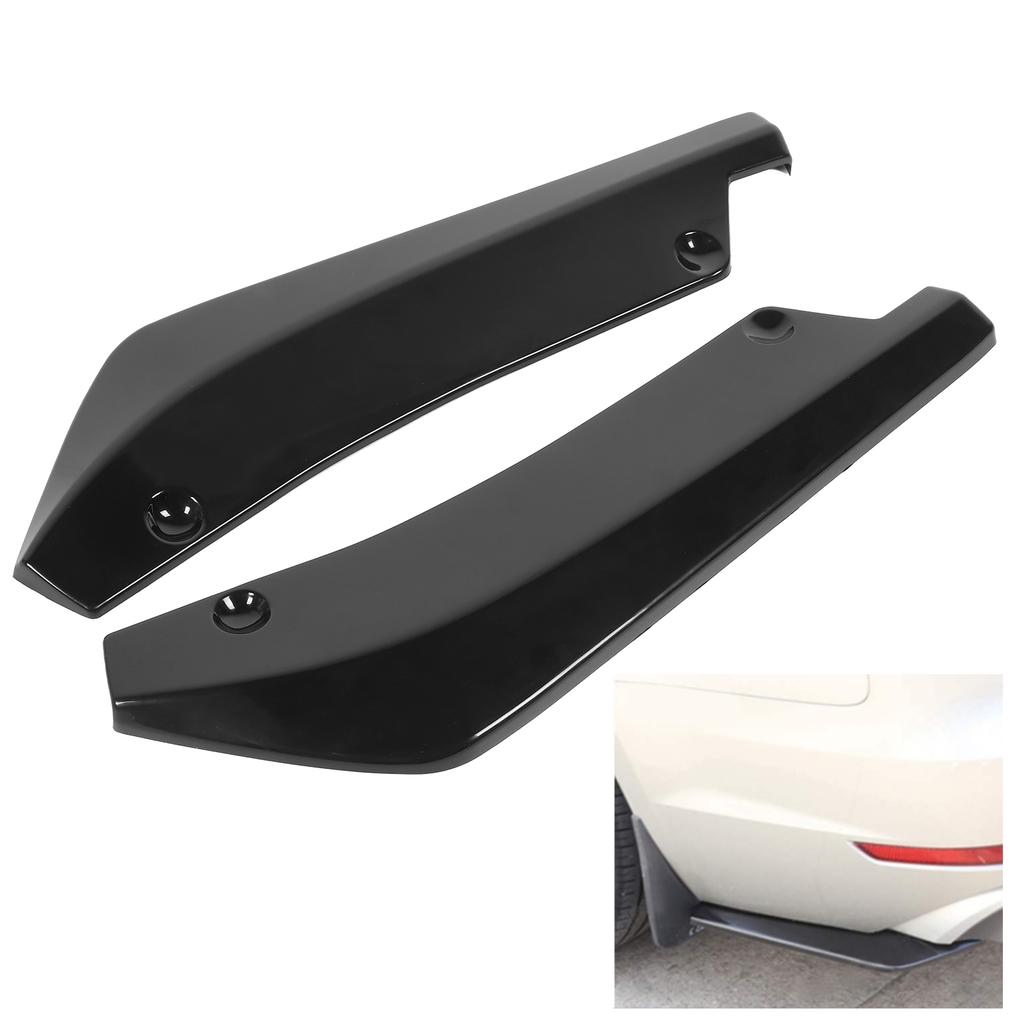 2pcs Rear Bumper Lip Diffuser Spoiler Anti Scratch Protector Glossy Black Universal for Car