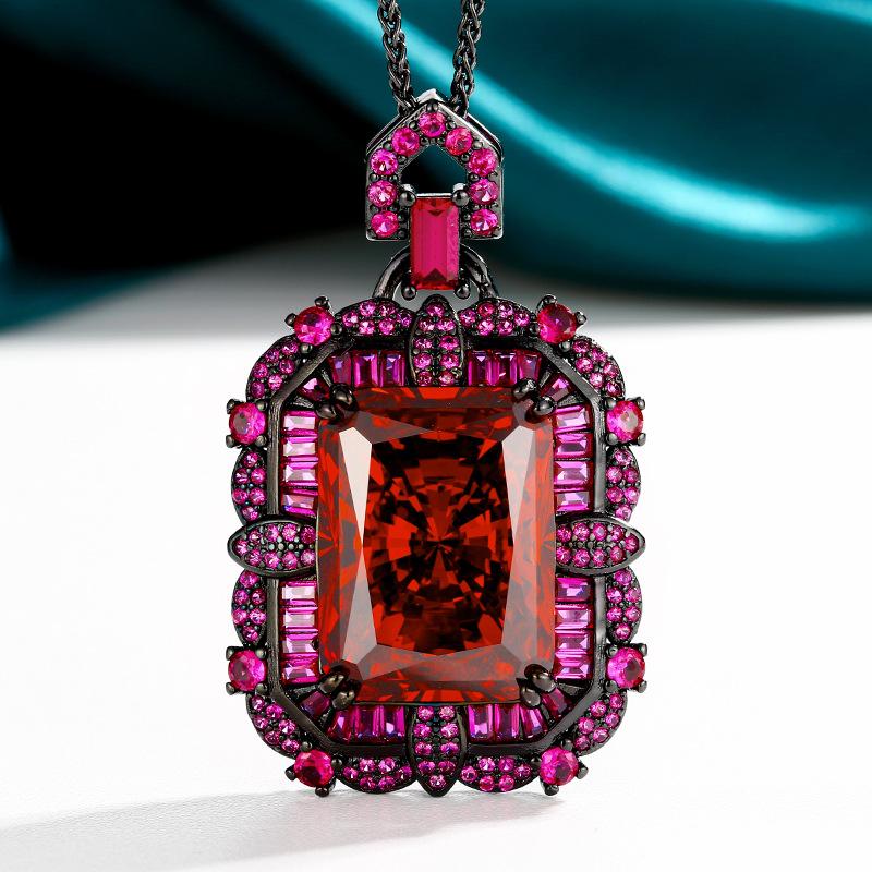 Ювелирный набор Redeen Chepala Зеленый квадратный бриллиант Черное золото Набор Главный камень 15 * 20