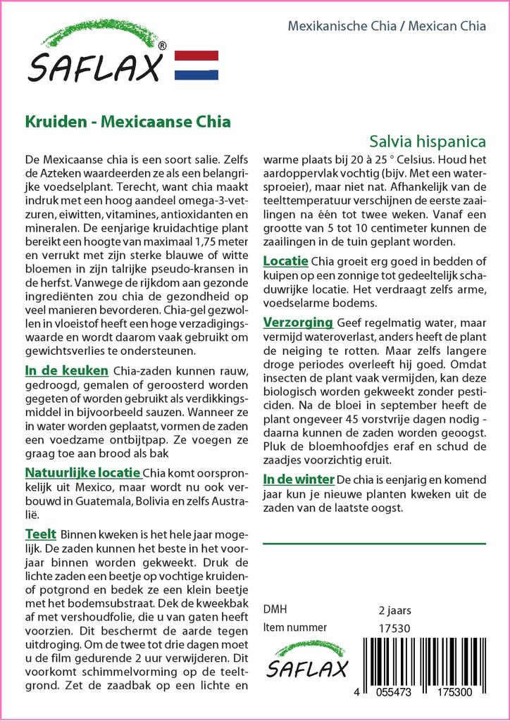 SAFLAX Garden in the Bag - Мексиканский чиа - 500 семян - С субстратом в подходящем пакете - Salvia hispanica