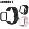 For Amazfit Bip 5 Bip3 3 Pro U Pro Pop Strap Smart Watch Silicone Bracelet Bip5 Case PC+Glass Screen Protector Film Full Cover Bumper