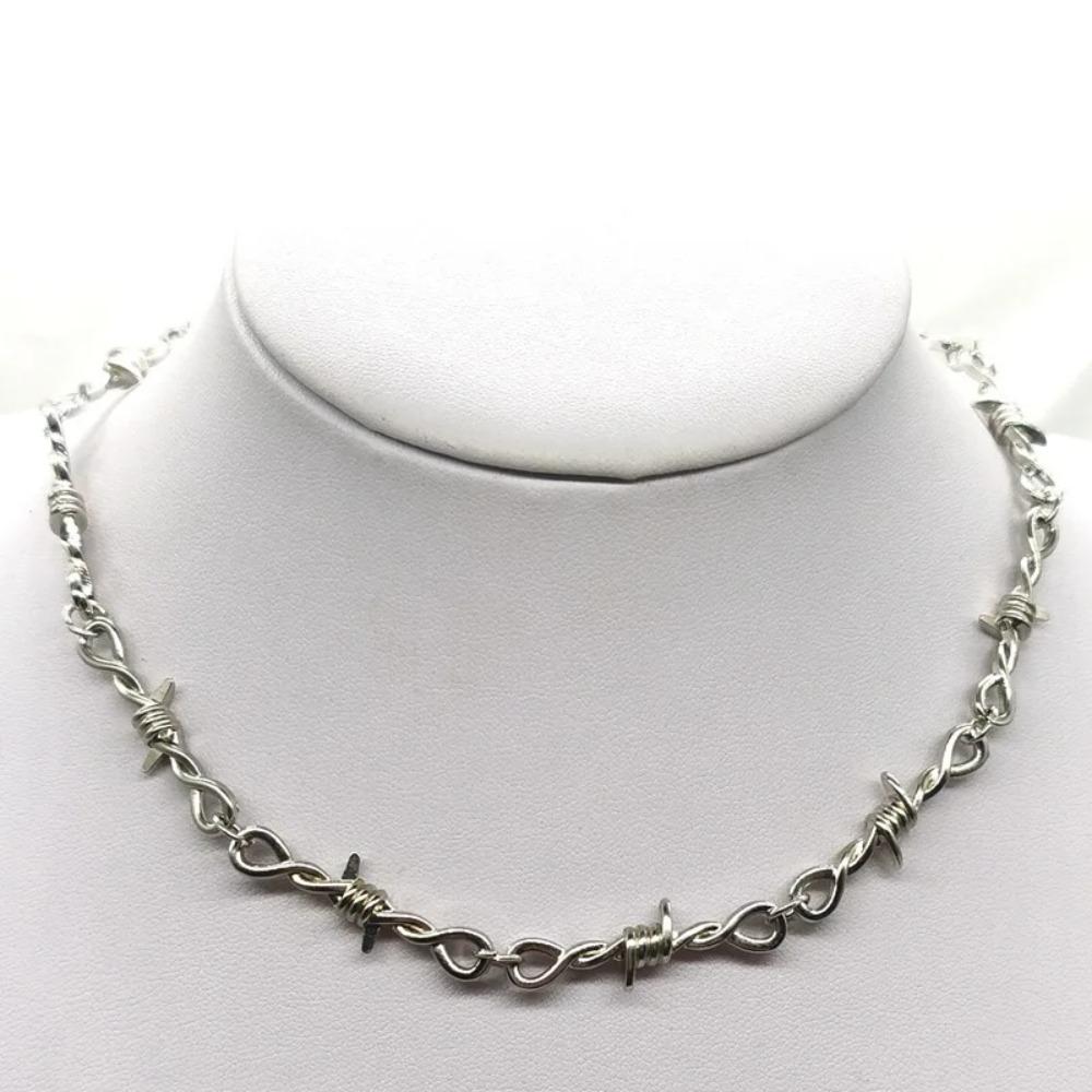 Fashion Iron Unisex Choker Necklace Women Hip-hop Gothic Punk Barbed Wire Little Thorns Chain Choker Jewelry Gifts