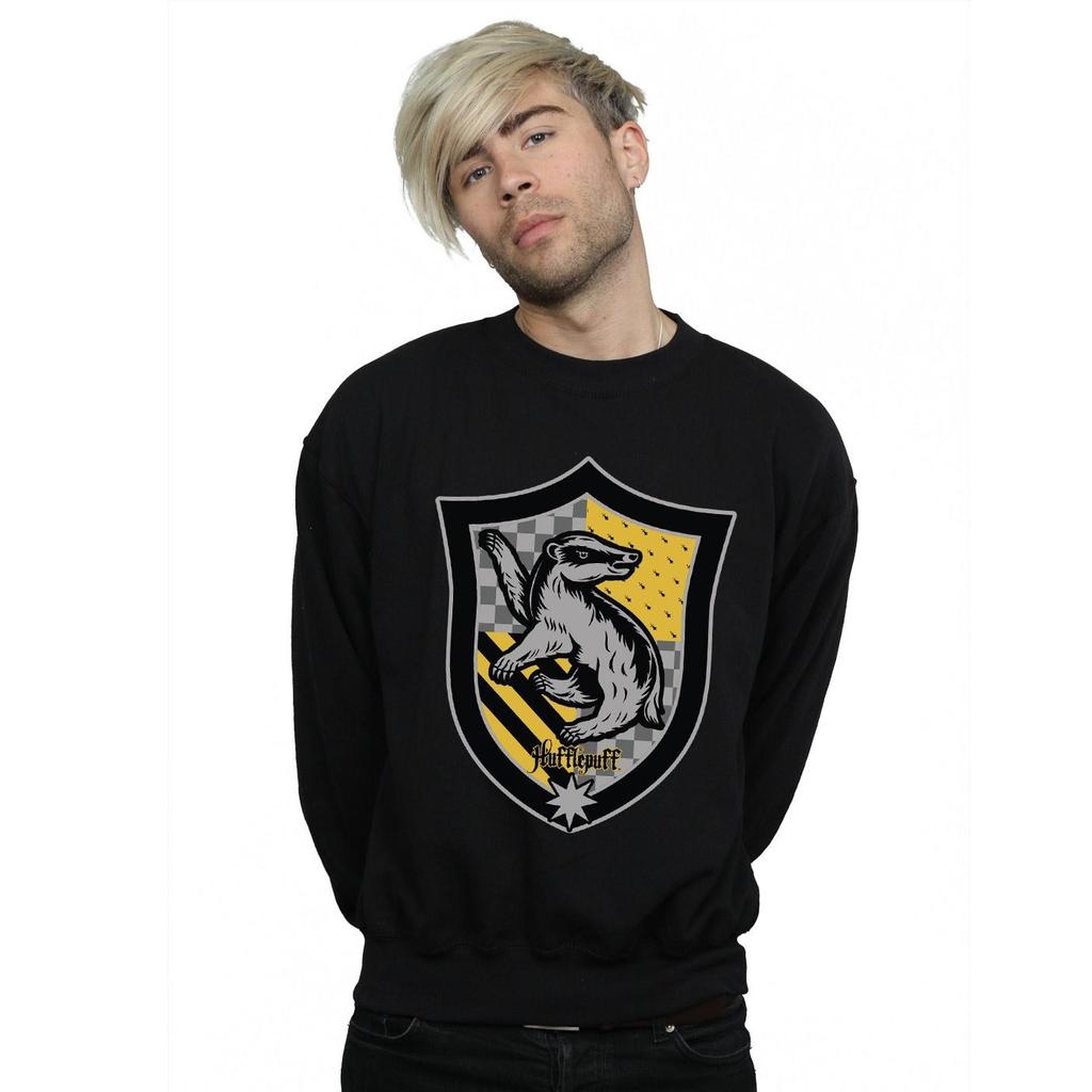 Harry Potter Mens Hufflepuff Crest Flat Sweatshirt