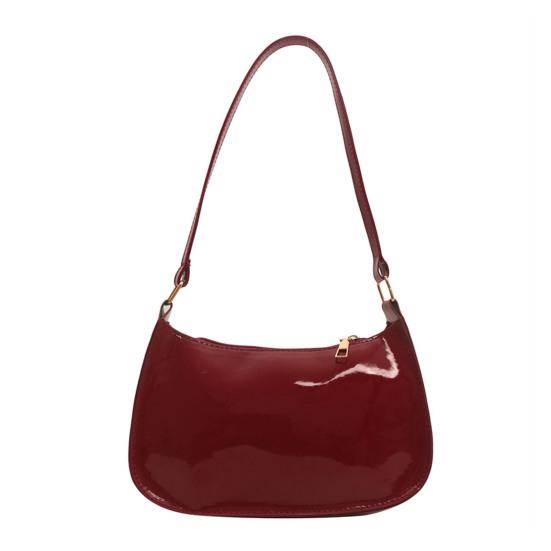 Ретро глянцевая сумка через плечо женская однотонная искусственная кожа подмышечная сумка повседневная сумка хобо водонепроницаемая сумка для повседневной жизни путешествий вечеринок