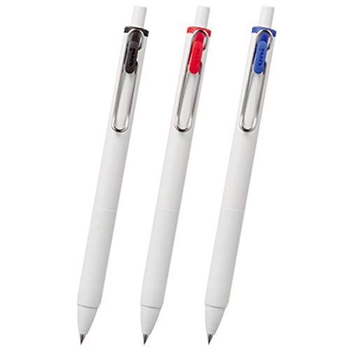 Mitsubishi Pencil Gel Ink Ballpoint Pen Uni-ball One 0.38mm Black, Red, Blue, White Barrel, Set of 3
