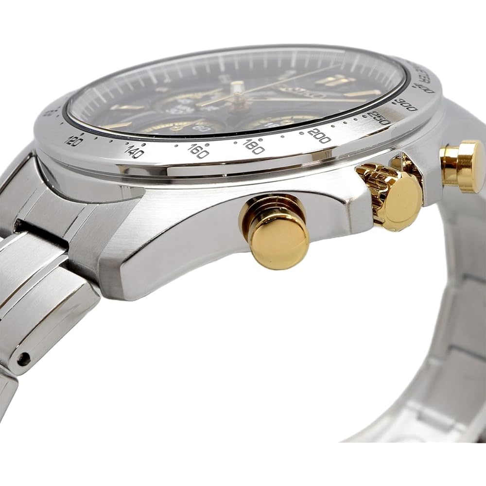 Мужские кварцевые часы Seiko SBTR015 с хронографом 1/5 секунды, Черно-золотые [Официальный японский продукт]