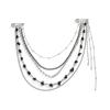 Salircon Creative Unique Black Stone Crystal Beads Long Brooches Women Classic Tassel Chain Shirt Suit Collar Pin Clip Jewelry