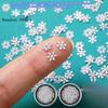 Approximately 300pcs Mini Metal Snowflake Embellishments, 0.2" White Craft Snowflakes for Holiday Crafts and Party Favors