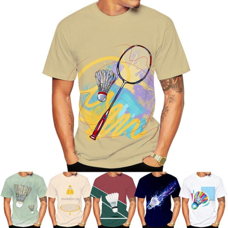 Мужская повседневная футболка с коротким рукавом с принтом «Бадминтон» на 3D-принте Мужская футболка