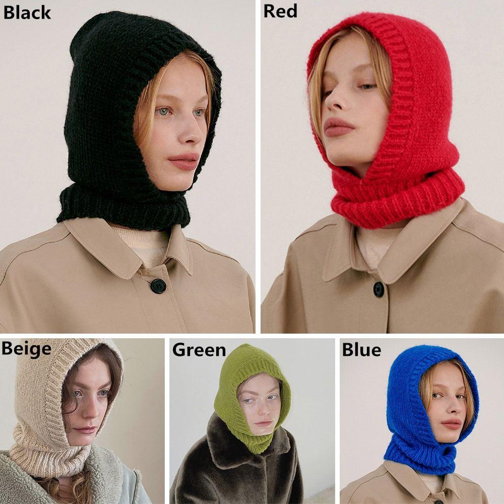 Мужская и женская теплая вязаная шапка с воротником-снудом, шапка-бини, шарф с капюшоном, шапка-балаклава