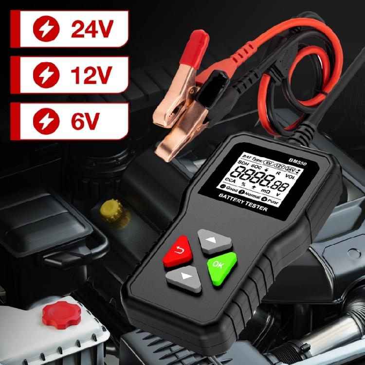 6V 12V 24V BM550 Тестер аккумулятора 100-2000CCA Анализатор Инструмент для тестирования зарядки и запуска