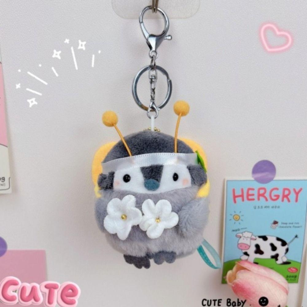 Cartoon Penguin Plush Keychain Lucky Koi Little Duck Animal Penguin Stuffed Toys Bread Bee Soft Doll Pendant Couple Keyrings