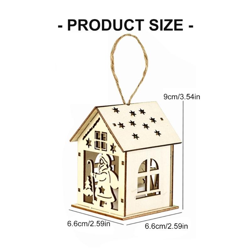 Christmas Wooden House Decoration With Warm LED Light Illuminated Cottage Ornament For Seasonal Display