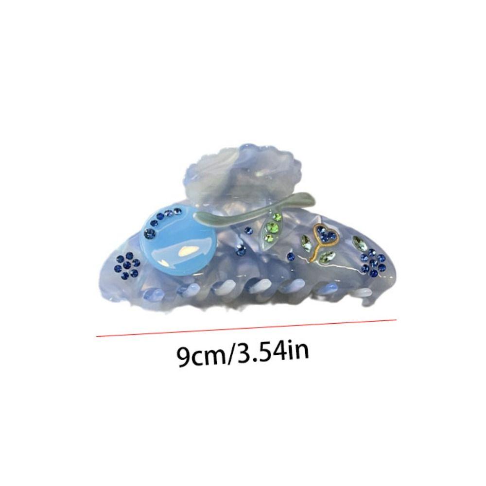 Acetate Flower Hair Claw Cherry Shark Clip Cute Rhinestone Hair Clip Daily