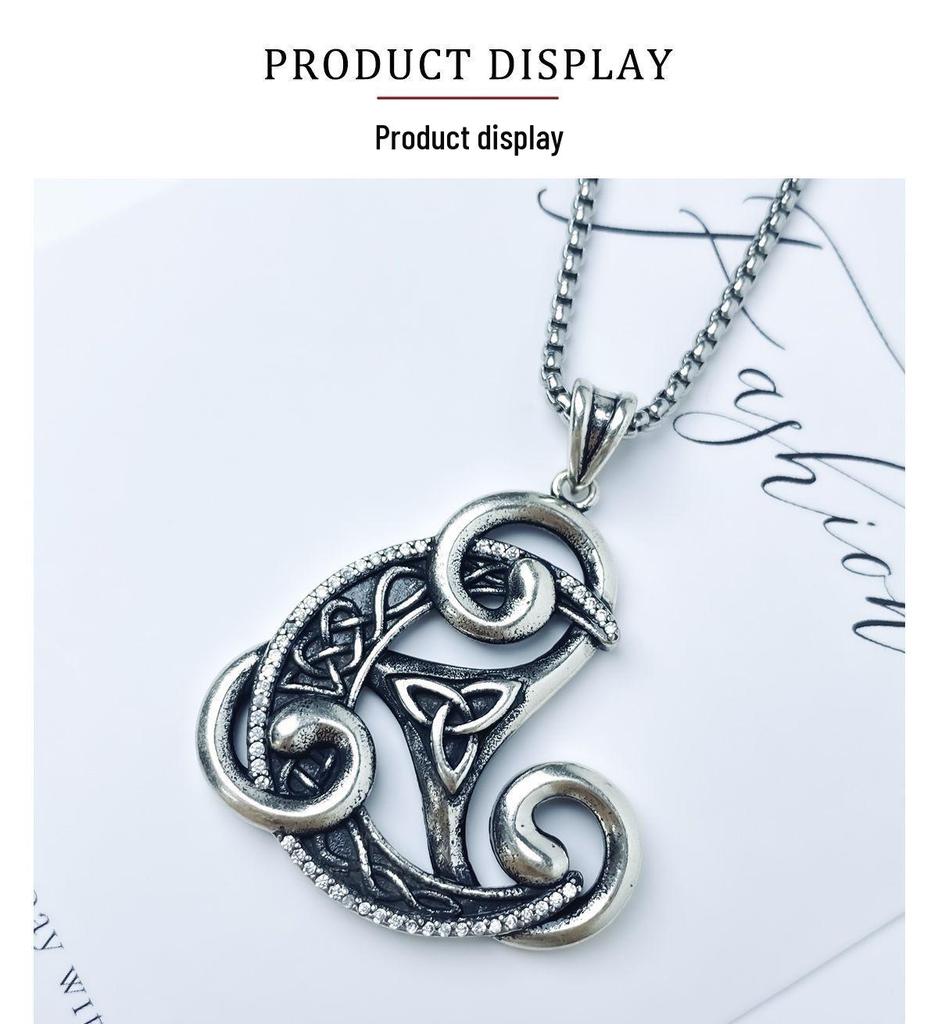 Ретро-треугольная подвеска с кельтским узлом Xiweier с подвеской из меди и циркона