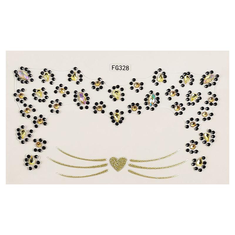 1 шт. 3D акриловая наклейка для дрели, милые наклейки для лица кошки, шар, вечерние украшения для лица, алмазный маскарад, временные татуировки, наклейки