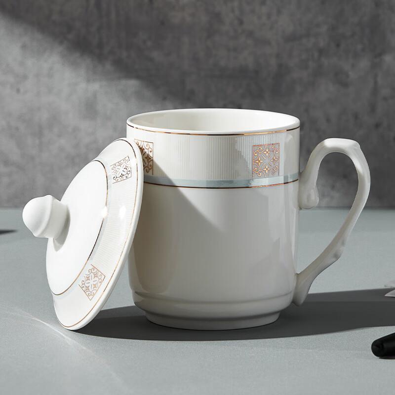 Youlaifu Ceramic Tea Cups with Lids Set of 6 Office Meeting Business Water Cups