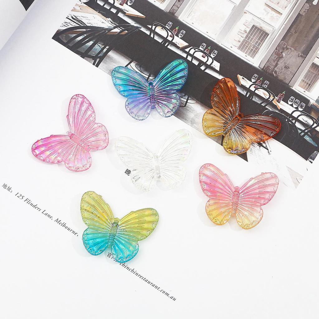 200Pcs Acrylic Butterfly Gradual Color Beads for DIY Jewelry Making Findings