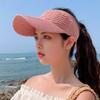 Fashion Summer Women Sun Hat Stripe Solid Breathable Big Brim Empty Top Cap Outdoor Sports Elastic Knitted Visor Hats Wholesale