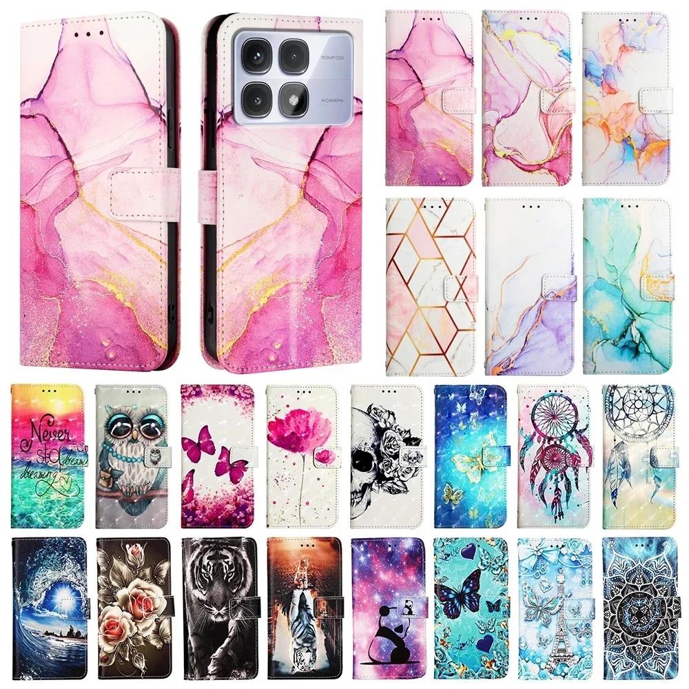 Милый painted PU-кожаный чехол-книжка на For Xiaomi 13T 12T 11T 11 Lite 5G NE Civi 3 2 1S 11 Ultra Poco C40 Кошелек Подставка Обложка-книга