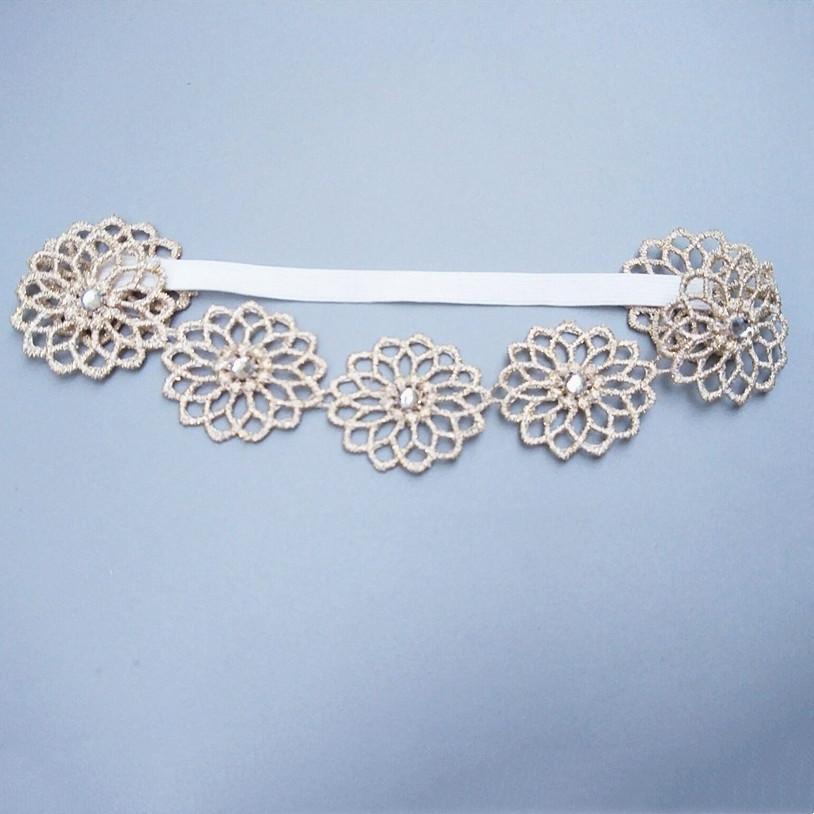 Корейские детские белые кружевные повязки на голову с короной и стразами, повязки принцессы с цветами для девочек, аксессуары для волос для новорожденных, фотография