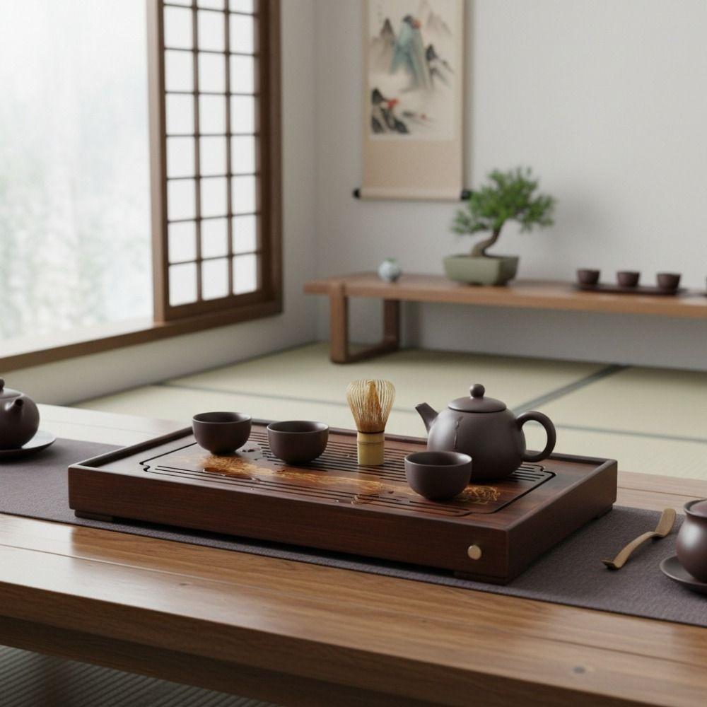 Bamboo Tea Drainage Board Detachable Tea Serving Tray Rectangular Chinese Kungfu Tea Tray Office