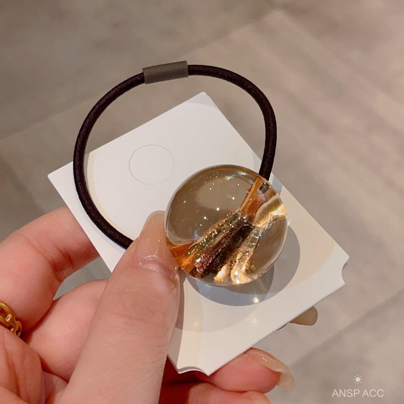 Пара новых цветных легких и прозрачных резинок для волос-шариков, прозрачные желейные шарики, резинки для хвостика, высокоэластичные резинки для волос