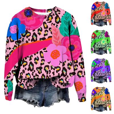 Женская повседневная мода рождественский принт длинный рукав O-образный вырез пуловер толстовки