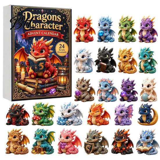 Cute Dragon Gift Sets Advent Calendar 2026, 24 Day Bookish Christmas Countdown with Holiday Box Gifts Mini Acrylic Dragons, Fantasy Book Lover
