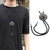 Braided Shoestring Gemstones Bolo Tie Charm Cowboy Necktie Necklace