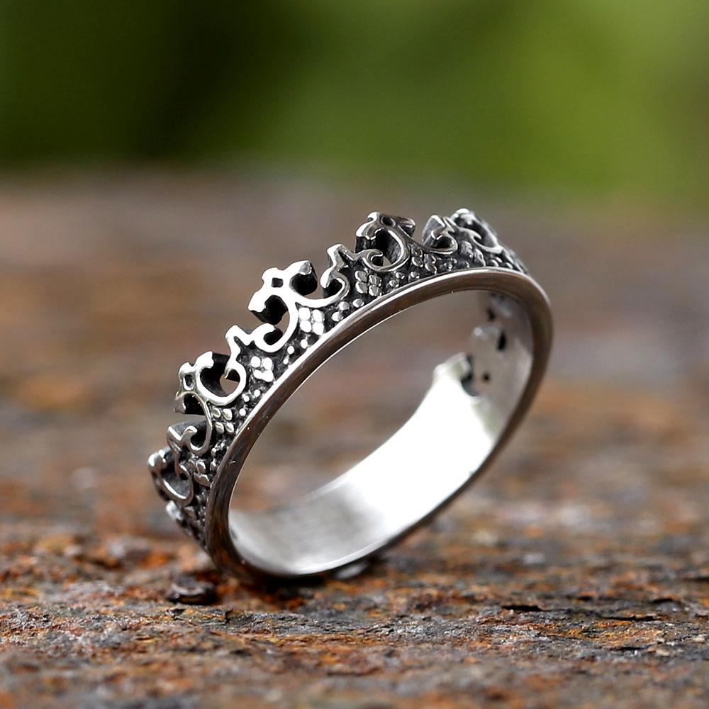 Fashion New Vintage 316L Stainless Steel Unique Cross Crown RingFor Man Women Couple&Lover`s Gift Antique Jewelry
