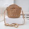 Spring/Summer Fashion Solid Color Small Handbag Art Retro Woven Shoulder Bag Hollow Mini Cute Crossbody Bucket Bag CLE