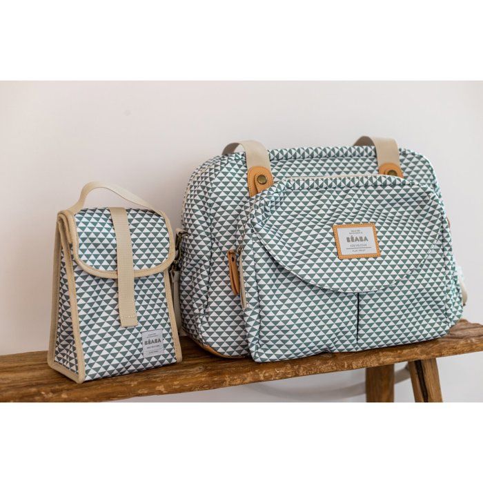 Sac à langer BEABA Genève II PLAY PRINT Sage Green - Grande contenance - Multiples accessoires inclus