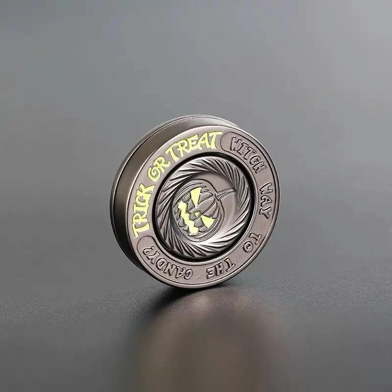 Devil Pumpkin Metal EDC Fidget Toy Magnetic Touch Coin EDC Adult Autism Sensory Toys Hand Cranked Adult Gift Restless Toys