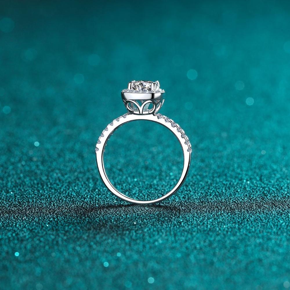 Engagement 925 Sterling Silver Four-Claw Square 925 Silver Wedding Promise 1ct Moissanite Women Rings