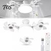 Quiet Room Fan with Light 3/4/5 Blade Ceiling & Remote Control, 2-in-1 Silent LED Drone E27 Socket Foldable Blades, 3-Speed Dimmable for Bedroom