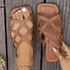 Large Size Sandals and Slippers Women's Fashion Retro Roman Sandals and Slippers Women's Woven Design Fish Mouth Sandals and Slippers Women